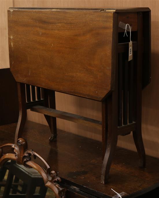 An Edwardian mahogany Sutherland table, with railed ends and splayed legs W.68cm